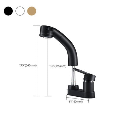 BowLift | Modern Style Sink Faucet Copper Handle Low Arc Pull-Out Sink Faucet
