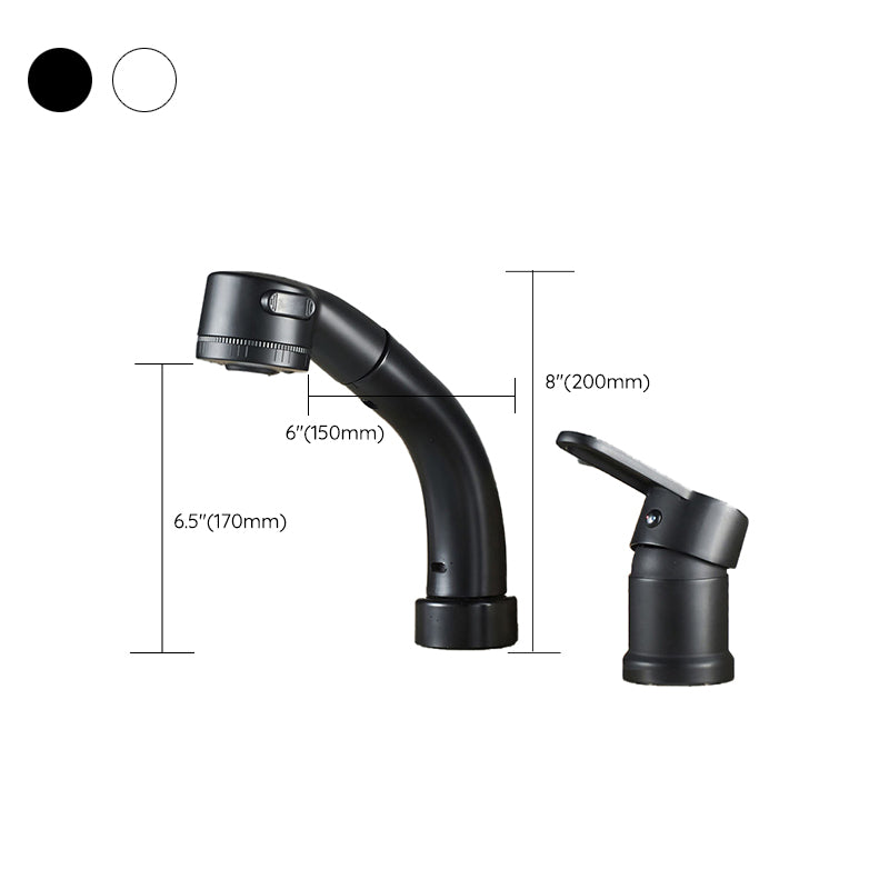 BowLift | Modern Style Sink Faucet Copper Handle Low Arc Pull-Out Sink Faucet