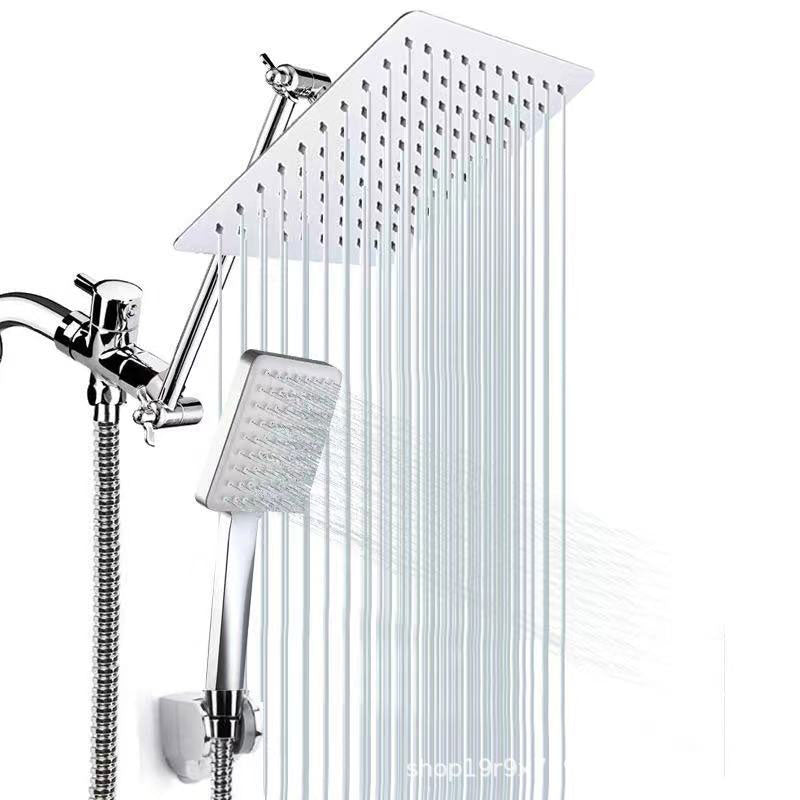 BowLift | Contemporary Pull Down Dual Shower Head Square High Arc Shower Head Combo in Chrome