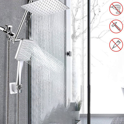 BowLift | Pull down Dual Shower Head Square High Arch Shower Head Combo in Chrome