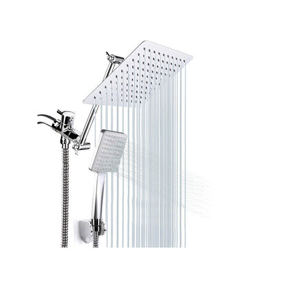 BowLift | Pull down Dual Shower Head Square High Arch Shower Head Combo in Chrome