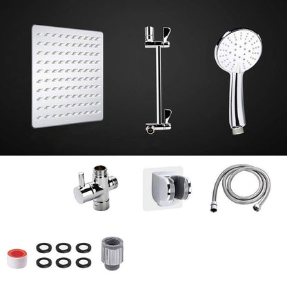 BowLift | Standard Double Shower Set Round Metal Adjustable Spray Pattern Shower Head in Silver