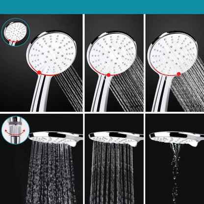 BowLift | Standard Double Shower Set Round Metal Adjustable Spray Pattern Shower Head in Silver
