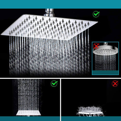 BowLift | Standard Double Shower Set Round Metal Adjustable Spray Pattern Shower Head in Silver
