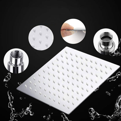 BowLift | Standard Double Shower Set Round Metal Adjustable Spray Pattern Shower Head in Silver