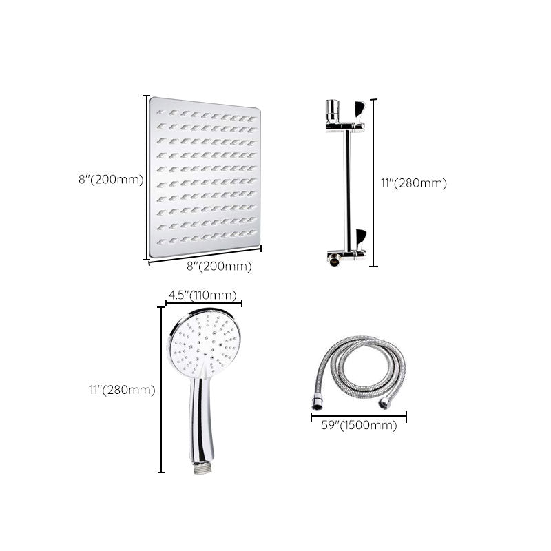 BowLift | Standard Double Shower Set Round Metal Adjustable Spray Pattern Shower Head in Silver