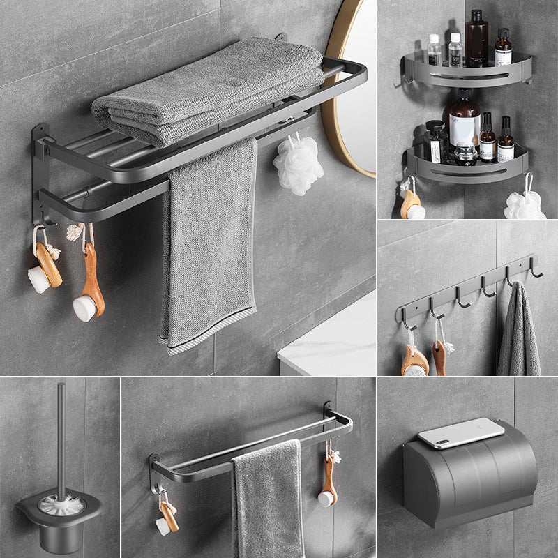 BowLift | Modern Bathroom Hardware Set in Stainless Steel Matte Gray Bathrobe Hook/Towel Bar