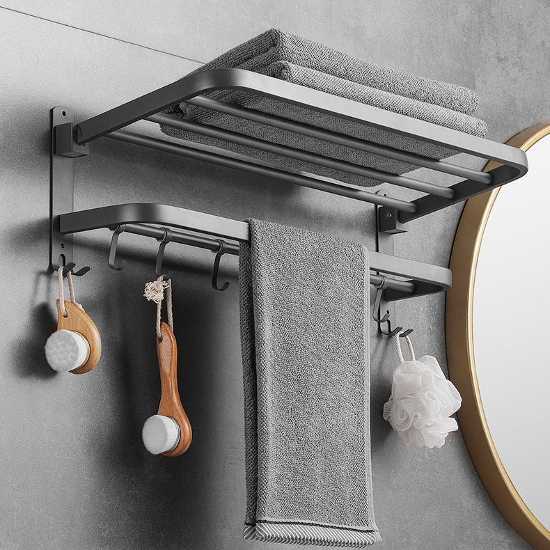 BowLift | Modern Bathroom Hardware Set in Stainless Steel Matte Gray Bathrobe Hook/Towel Bar