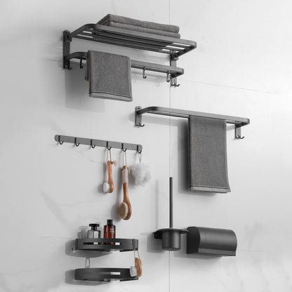BowLift | Modern Bathroom Hardware Set in Stainless Steel Matte Gray Bathrobe Hook/Towel Bar