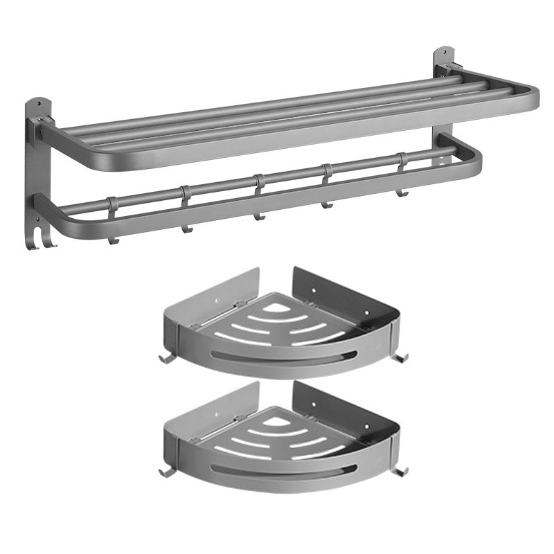 BowLift | Modern Bathroom Hardware Set in Stainless Steel Matte Gray Bathrobe Hook/Towel Bar
