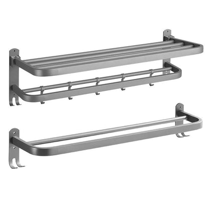 BowLift | Modern Bathroom Hardware Set in Stainless Steel Matte Gray Bathrobe Hook/Towel Bar