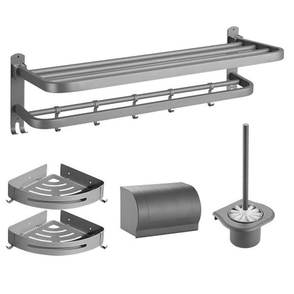 BowLift | Modern Bathroom Hardware Set in Stainless Steel Matte Gray Bathrobe Hook/Towel Bar