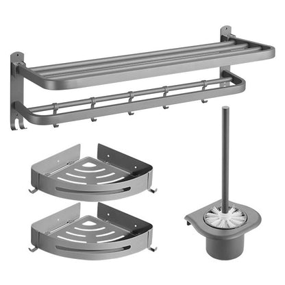 BowLift | Modern Bathroom Hardware Set in Stainless Steel Matte Gray Bathrobe Hook/Towel Bar