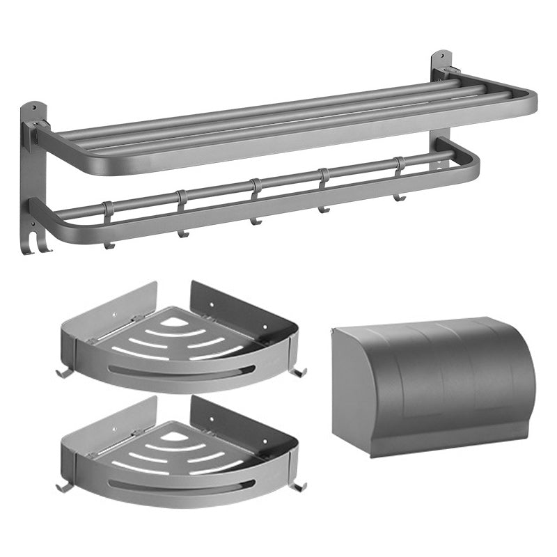 BowLift | Modern Bathroom Hardware Set in Stainless Steel Matte Gray Bathrobe Hook/Towel Bar