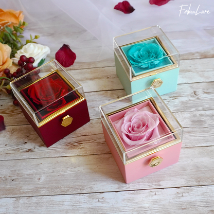 Skanto | [Ideal Gift] Eternal Rose Box - With Engraved Necklace & Artificial Rose