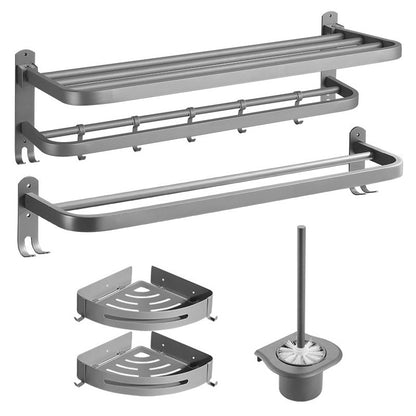 BowLift | Modern Bathroom Hardware Set in Stainless Steel Matte Gray Bathrobe Hook/Towel Bar