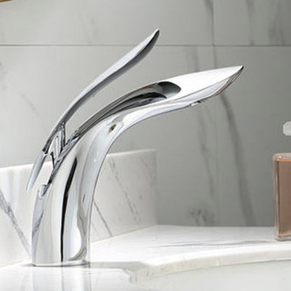 BowLift | Brass 1-Hole Basin Faucet Lever Handle Sink Faucet Round Modern Faucet for Bathroom