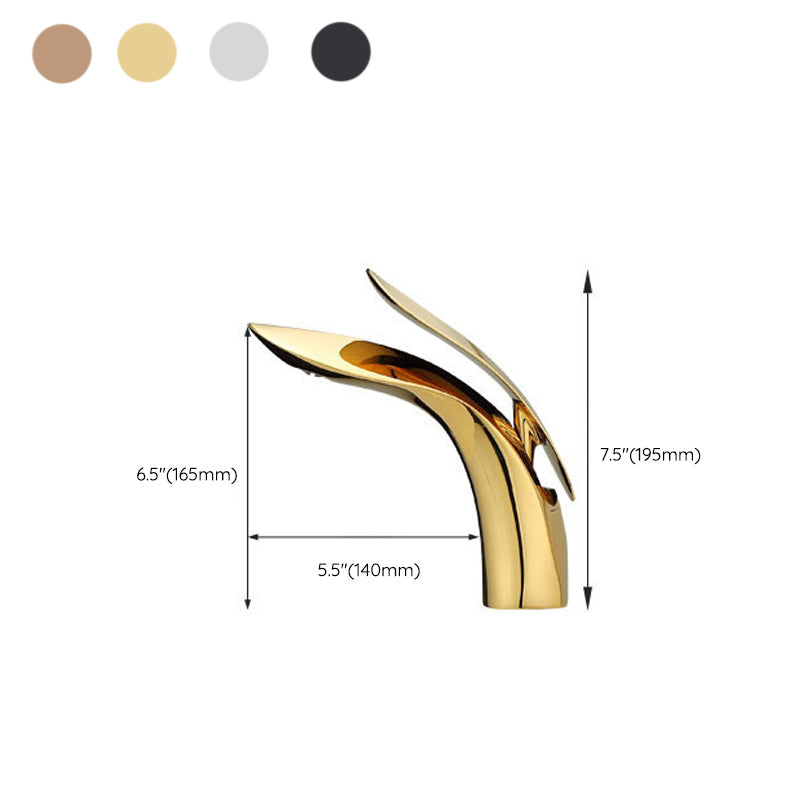 BowLift | Brass 1-Hole Basin Faucet Lever Handle Sink Faucet Round Modern Faucet for Bathroom