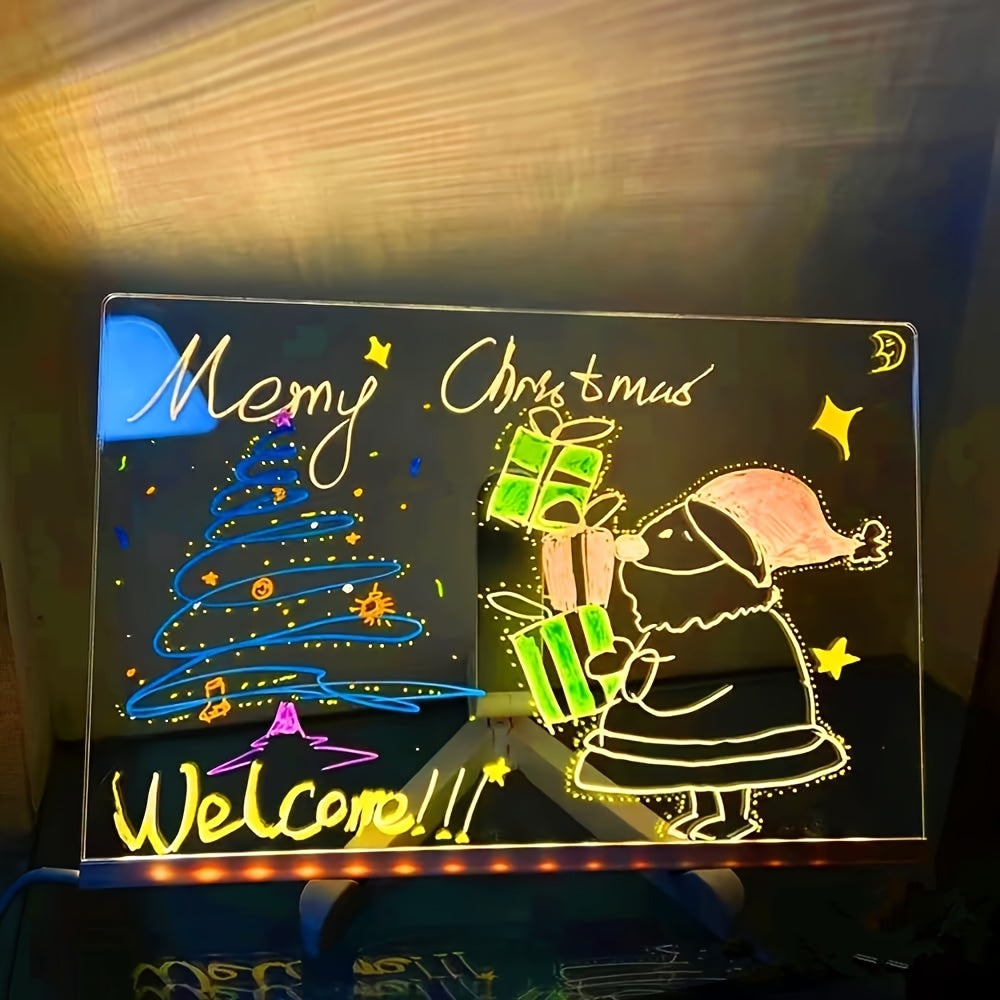 Skanto | USB LED Notepad with 12 Colored Pens - Light Message Board for Office & Home