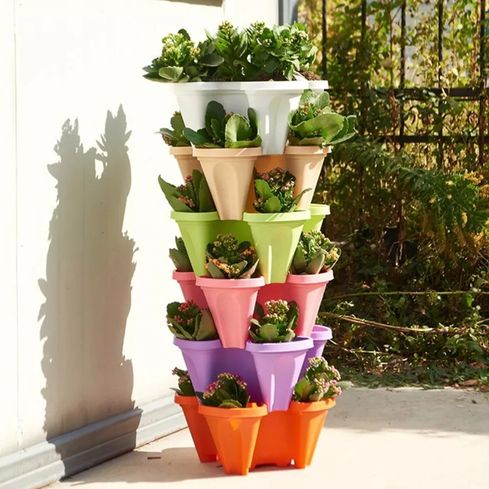 BowLift | Stackable Plants Pot - 6 Trays+ Wheel Tray