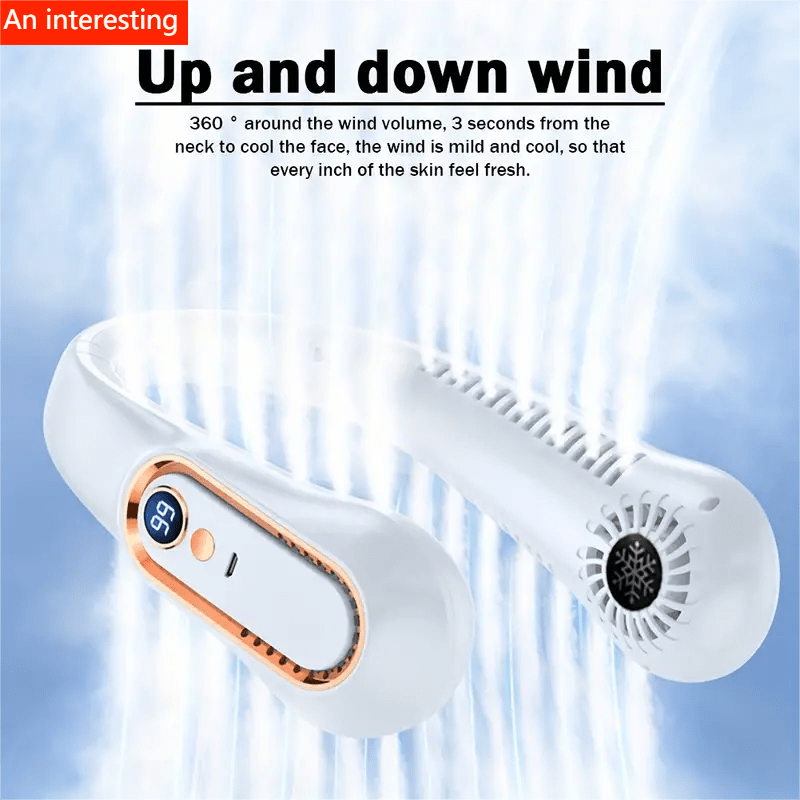 1pc Portable USB Cooler Fan with 5 Speeds and Digital Display - Super Strong Technology and Bladeless Design for Outdoor Use | Karnz
