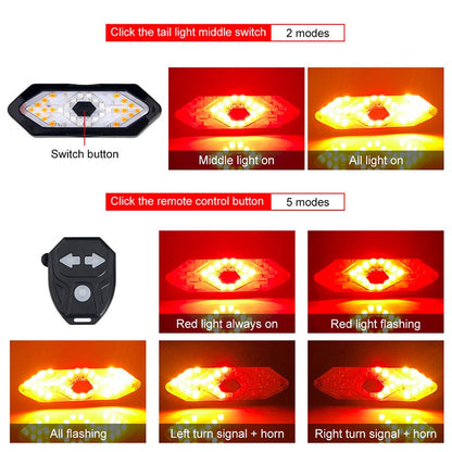 Waterproof Night Riding LED Mountain Bike Remote Control Steering Taillight