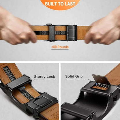 BowLift | Eptchn Leather Ratchet Belt With Adjustable Buckle CrackSlick