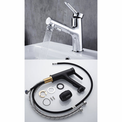 Modern sink faucet with pull-out spout and lever handle