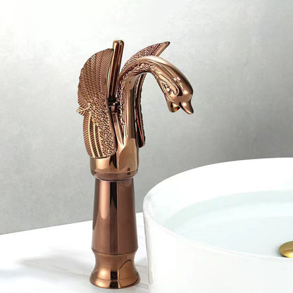 Solid brass bathroom basin faucet, hot and cold single lever