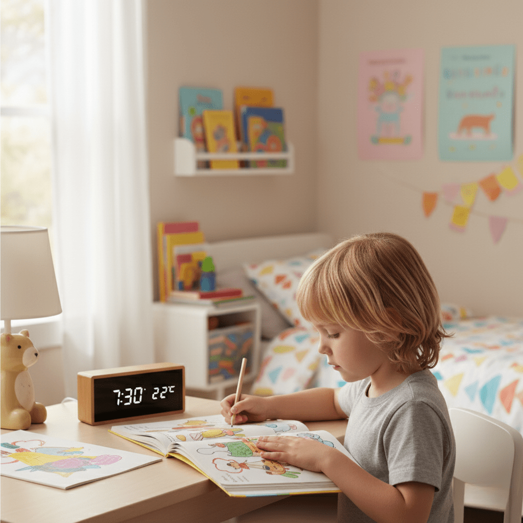 BowLift | LED Bamboo Alarm Clock with Temperature Display & USB/Battery Operation