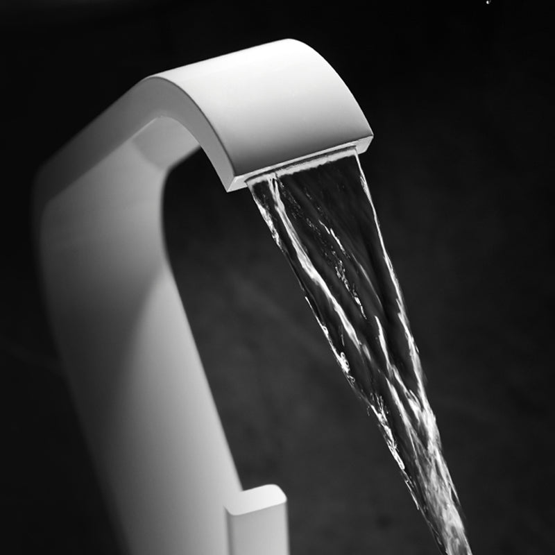 Modern Metal Waterfall Spout Widespread Basin Faucet