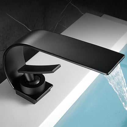 Modern Metal Waterfall Spout Widespread Basin Faucet