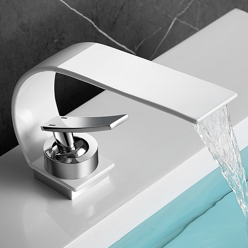Modern Metal Waterfall Spout Widespread Basin Faucet