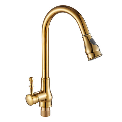 Brushed Gold Kitchen Faucet High Arc Spout with Pull-Down Sprayer