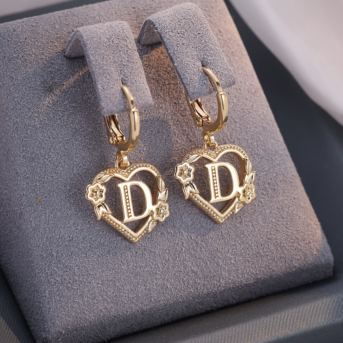 BowLift | Dainty Initial Letter Heart Hoop Earrings