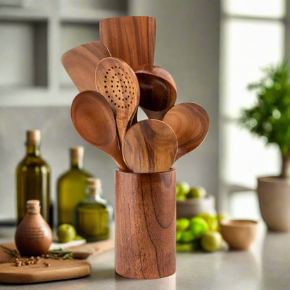 Skanto | Skanto TeakChef Kitchen Set – Sustainable Antibacterial Kitchen Utensils Made from Teak Wood