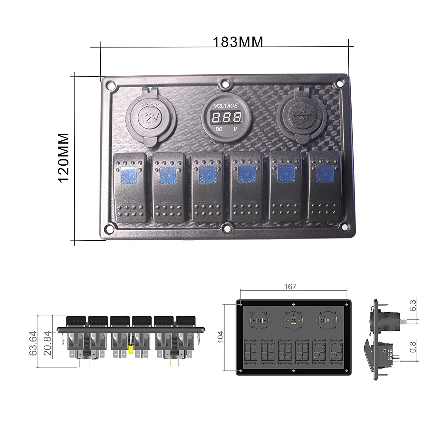 Skanto | 6-Way Rocker Switch Panel