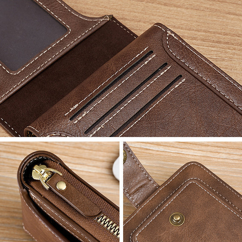 BowLift | Men's New Short Fashion Multi-Cards Horizontal Zipper Wallet