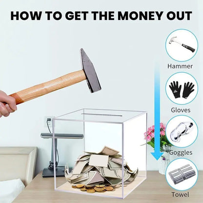 Unopenable Transparent Acrylic Piggy Bank | Skanto