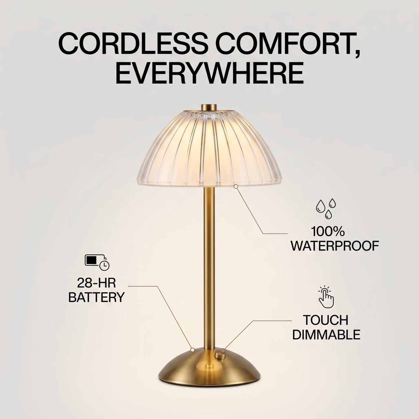 BowLift | Luxe - Rechargeable Wireless Touch Table Lamp