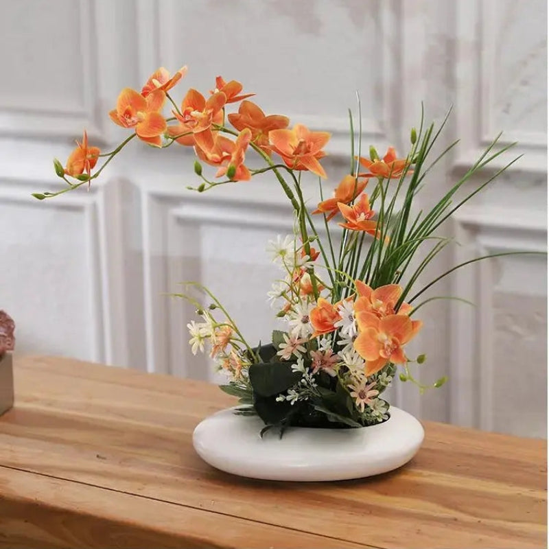 Frendorf | OrchidElegance Artificial Orchid Assortment – Lifelike Flower Arrangement in a Modern Vase