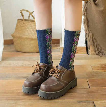 BowLift | Vintage socks with floral embroidery (5 pairs)