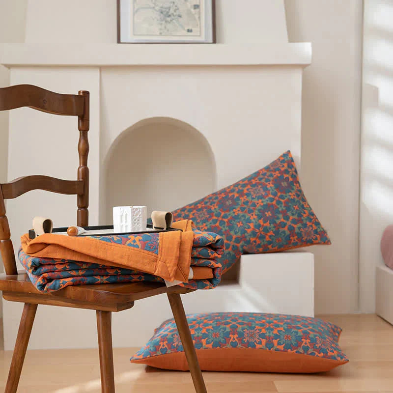 BowLift | Orange & Blue Pattern Six-Layer Cotton Quilt - TerraLoom