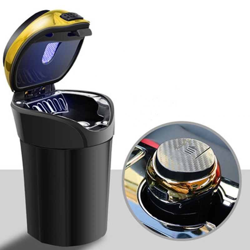 Brehn | Removable Stainless Steel Car Pocket Ashtray with Lid and LED Light, Operated