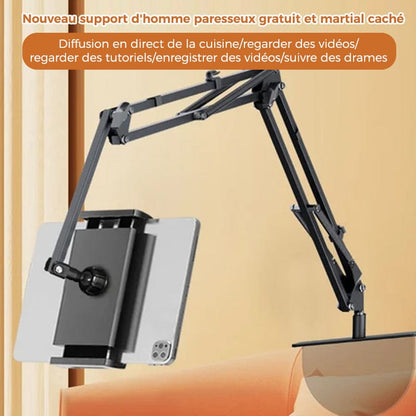 Hidden, extendable table tablet and phone holder | Bowlift