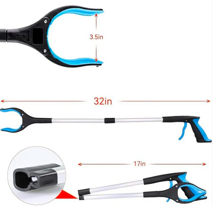 New improved, foldable grabber with 360° rotating clip