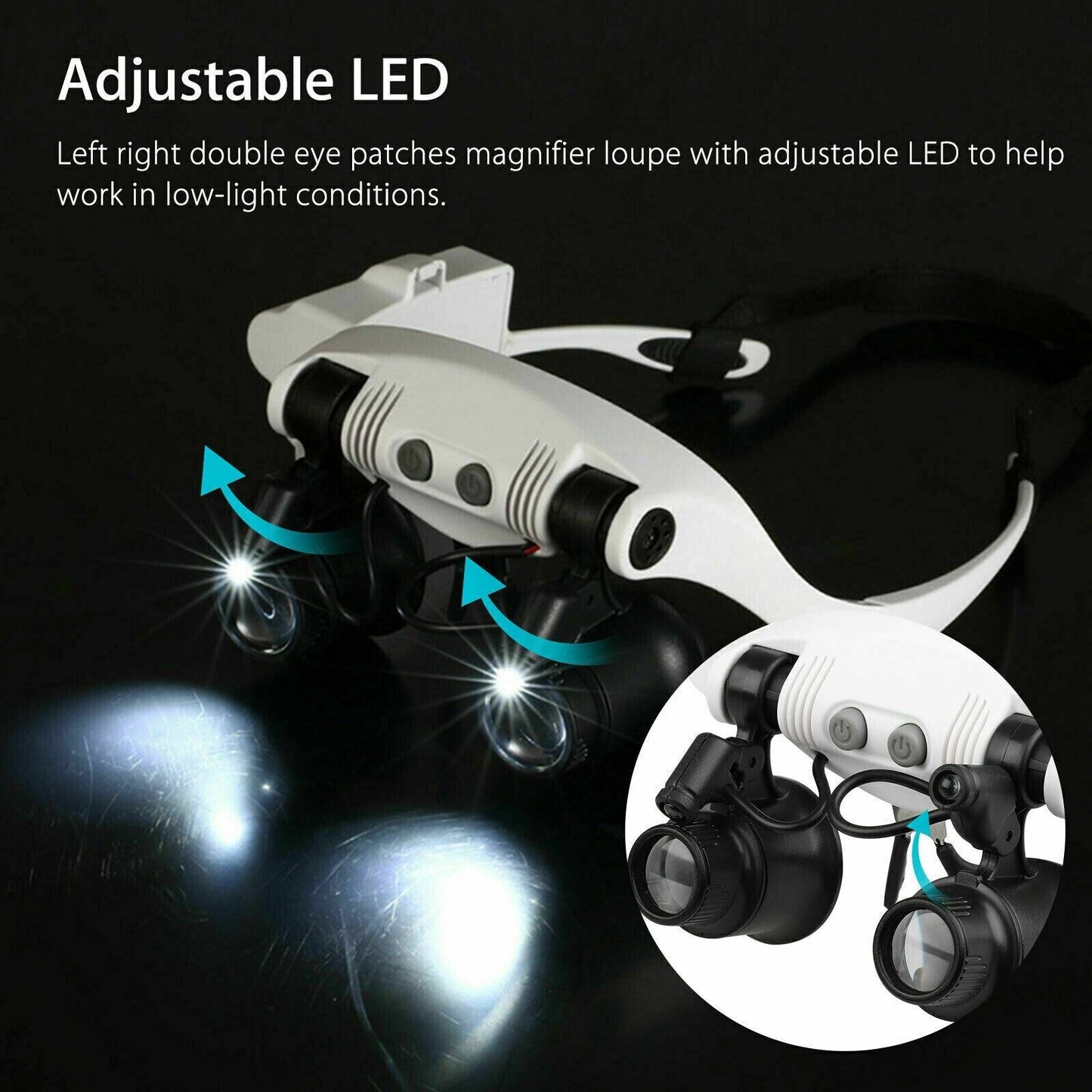 Skanto | Adjustable Headband Magnifier with LED Light and 8 Lenses – Perfect for Jewelry, Watch Repair & Engraving