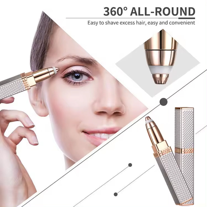 BowLift | 4 In 1 Facial Electric Shaver For Women, Full Body Epilator Rechargeable Eyebrow Nose Bikini Area Hair Clipper