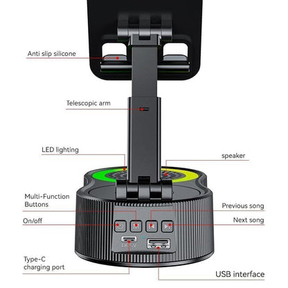 BowLift | 360° Adjustable Phone Stand with Built-in Bluetooth Speaker