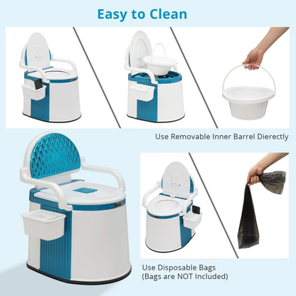 Portable Indoor and Outdoor Toilet with Detachable Bucket for Adults and Seniors